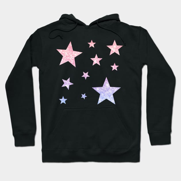 Light Pink Purple Ombre Faux Glitter Stars Hoodie by Felicity-K